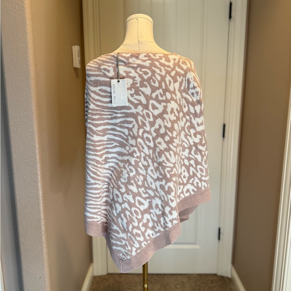 Barefoot Dreams CozyChic Ultra Lite Animal Print Poncho in the Faded Rose - Picture 3 of 5